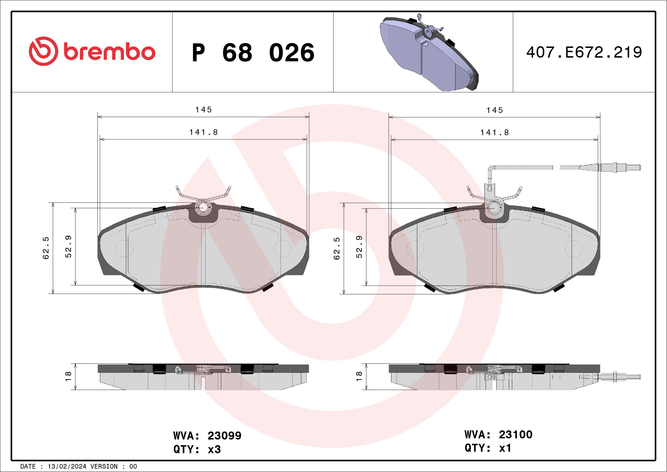 BREMBO BREP 68 026 Fékbetét