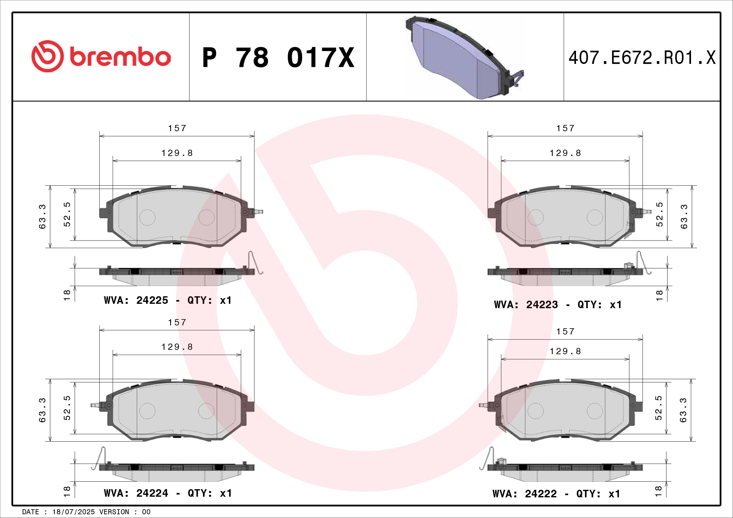 BREMBO  fékbetét készlet, tárcsafék