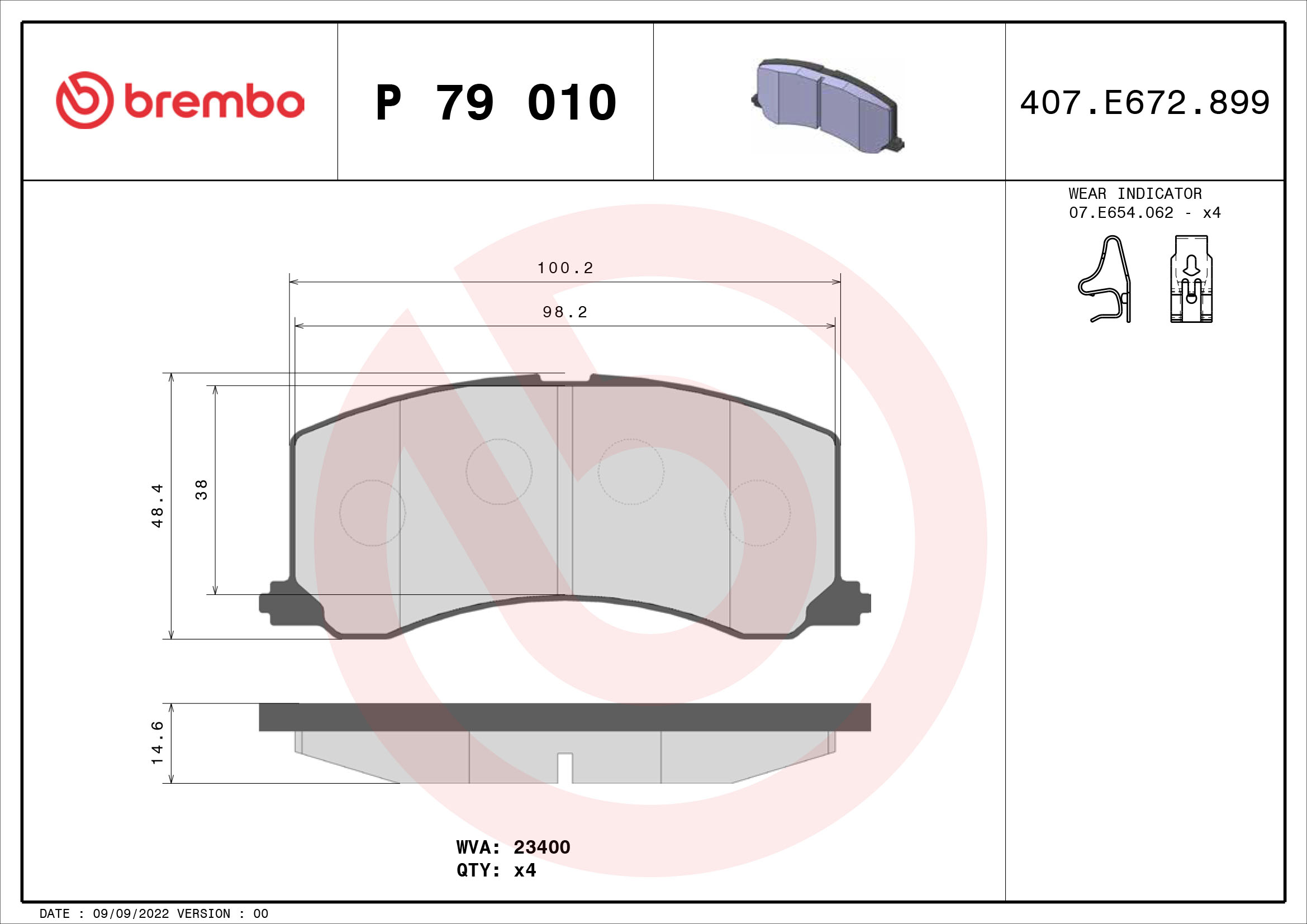 BREMBO BREP79010 fékbetét készlet, tárcsafék