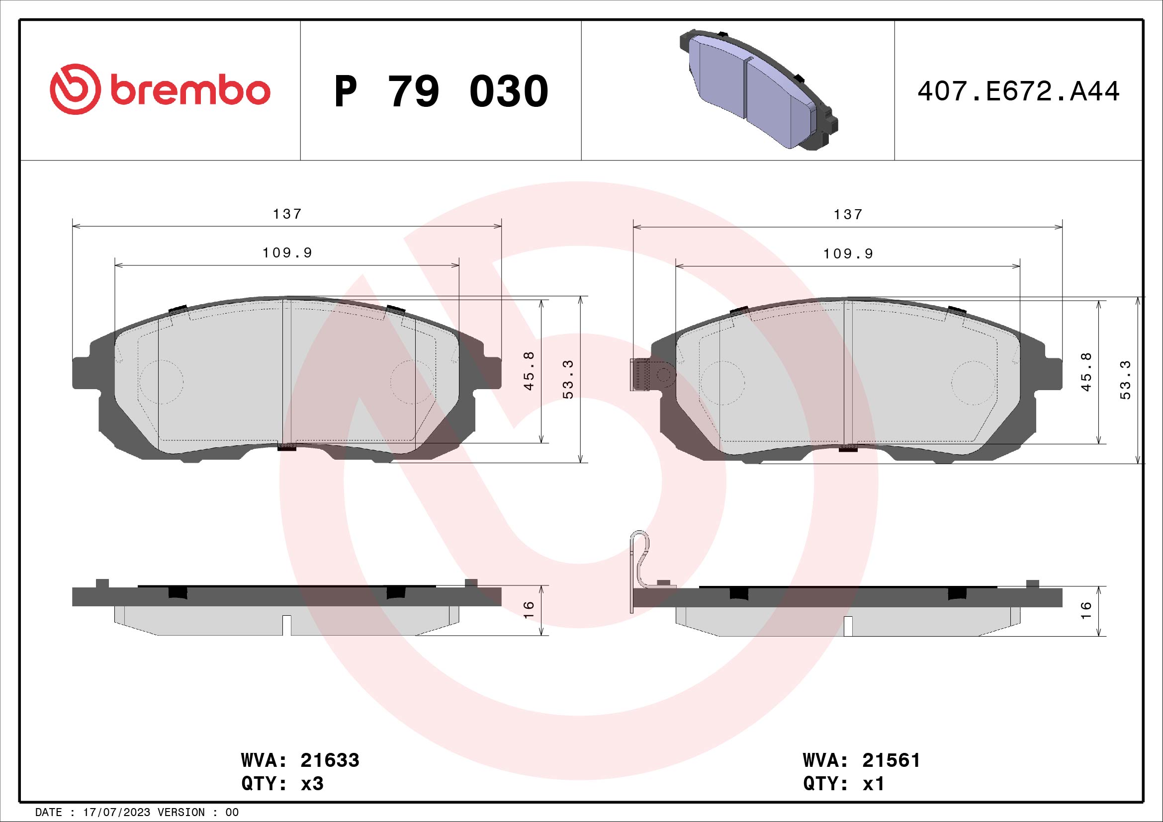 BREMBO BREP 79 030 Fékbetét
