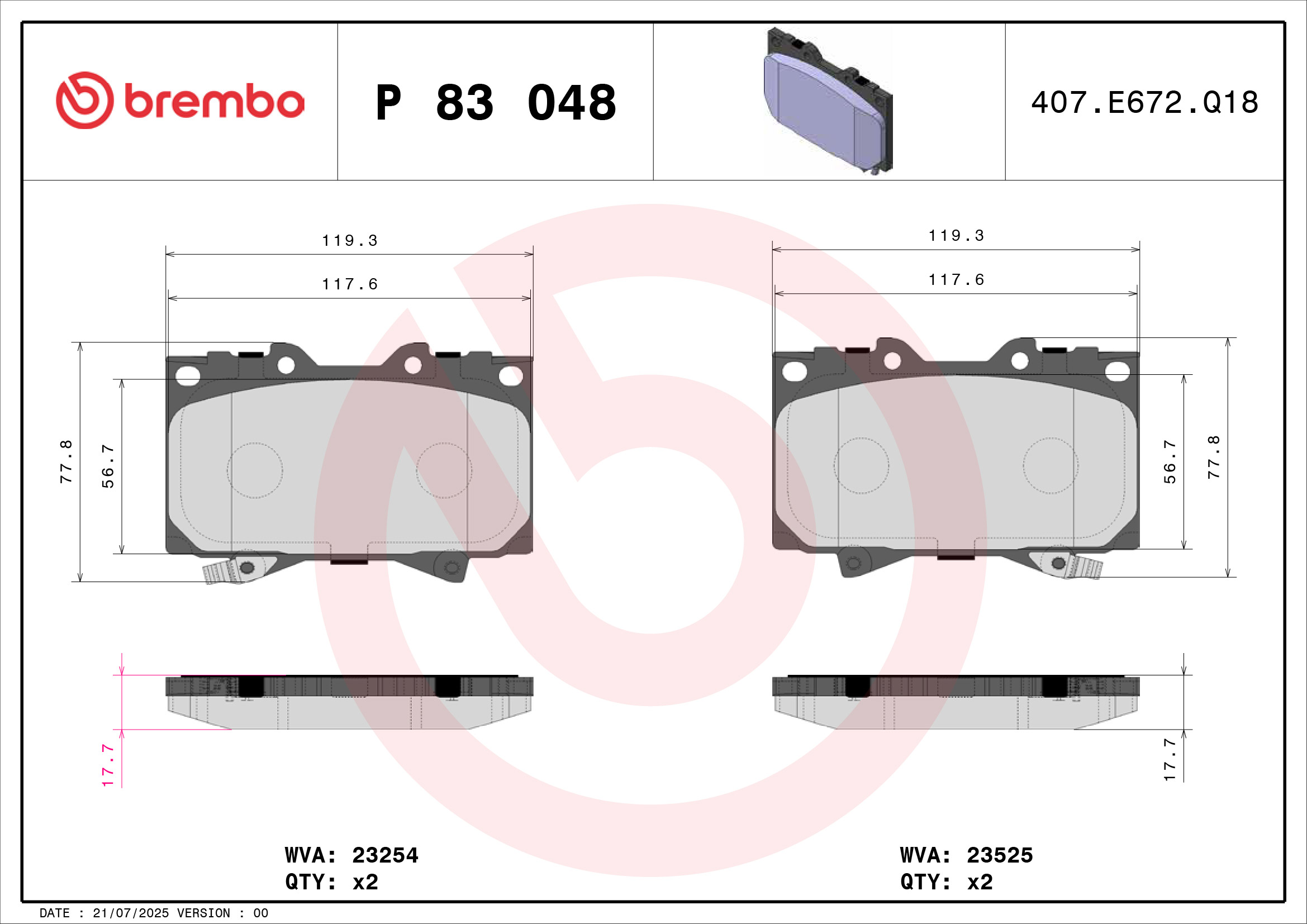 BREMBO BREP 83 048 Fékbetét