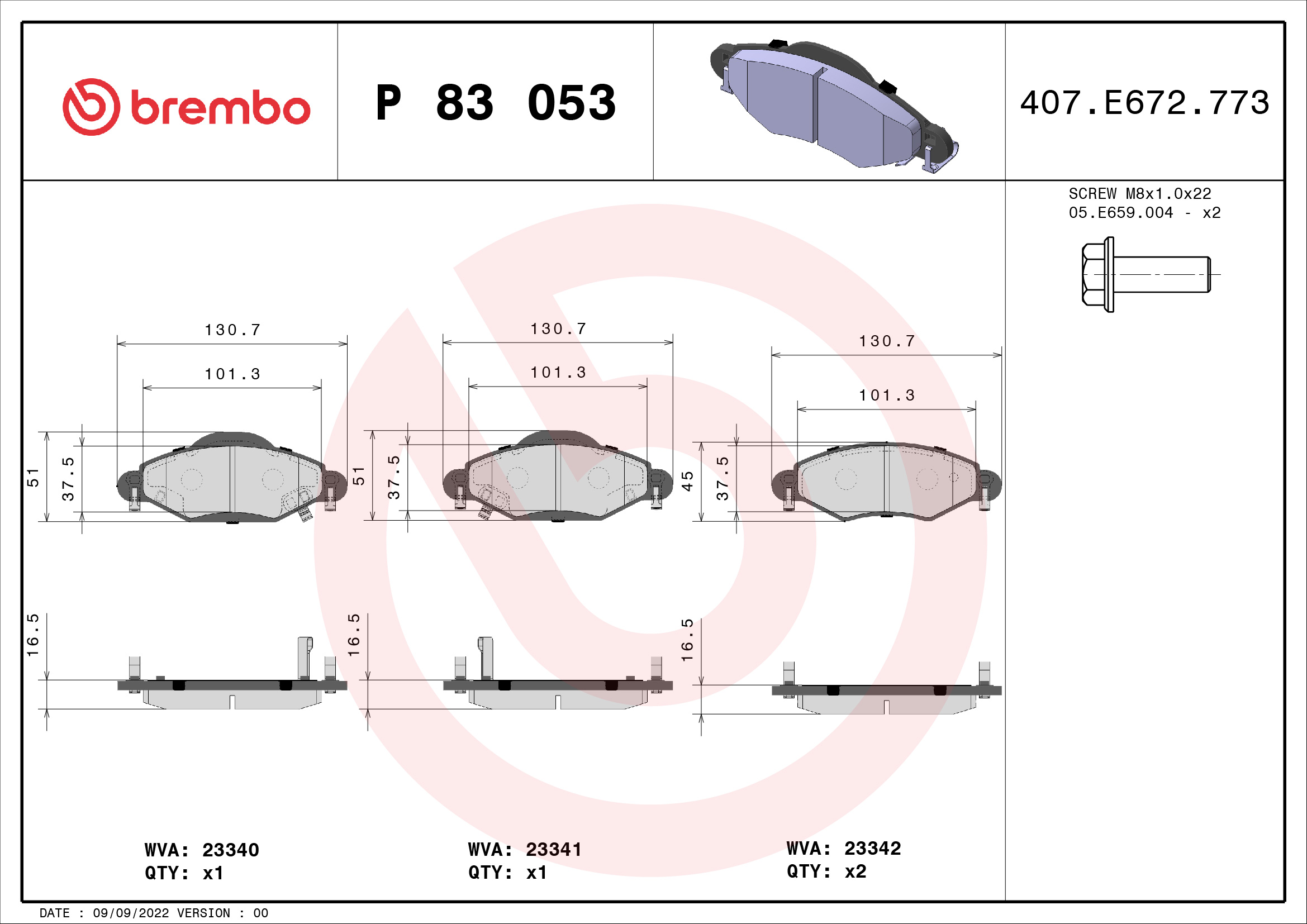 BREMBO BREP 83 053 Fékbetét