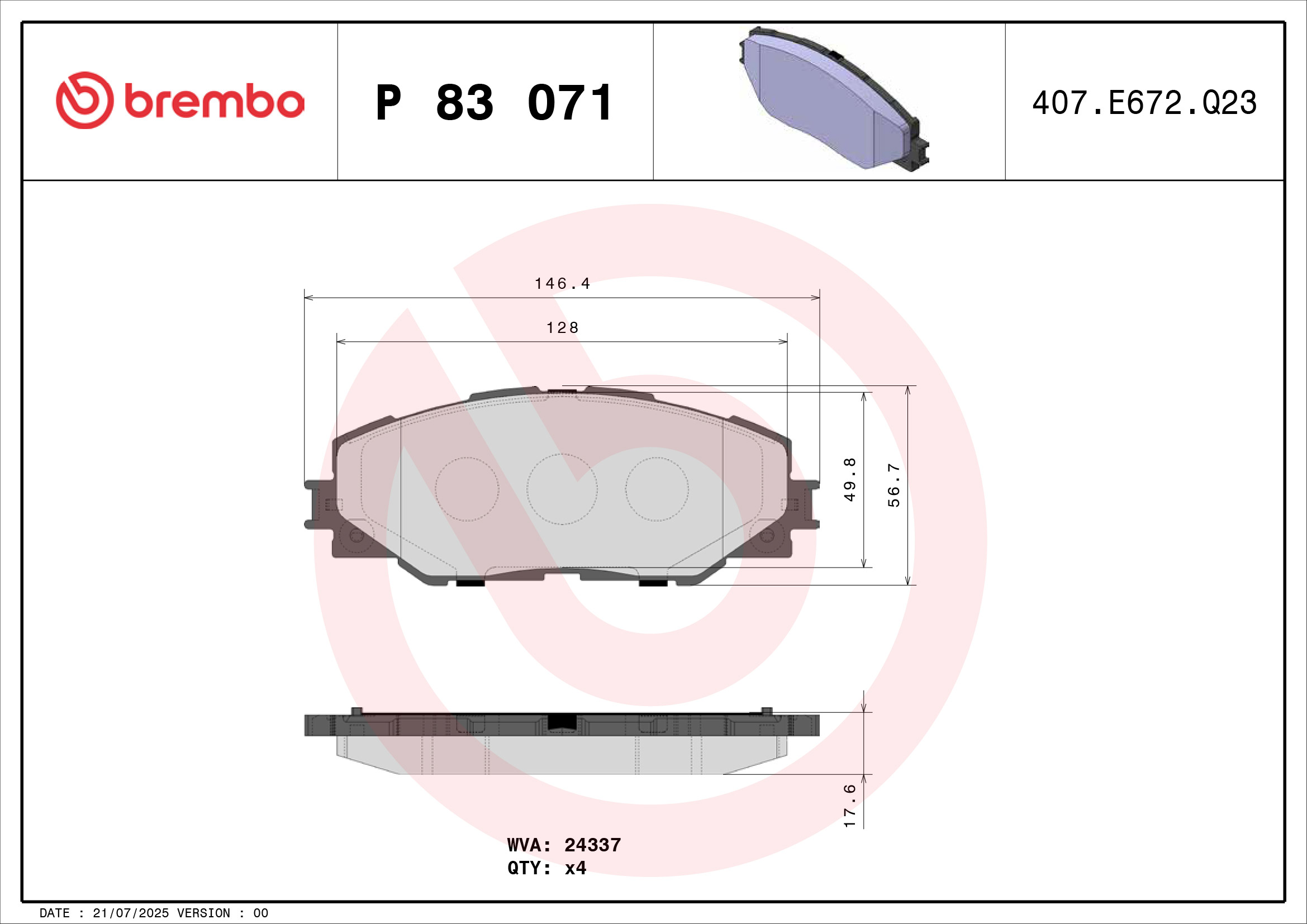 BREMBO BREP 83 071 Fékbetét