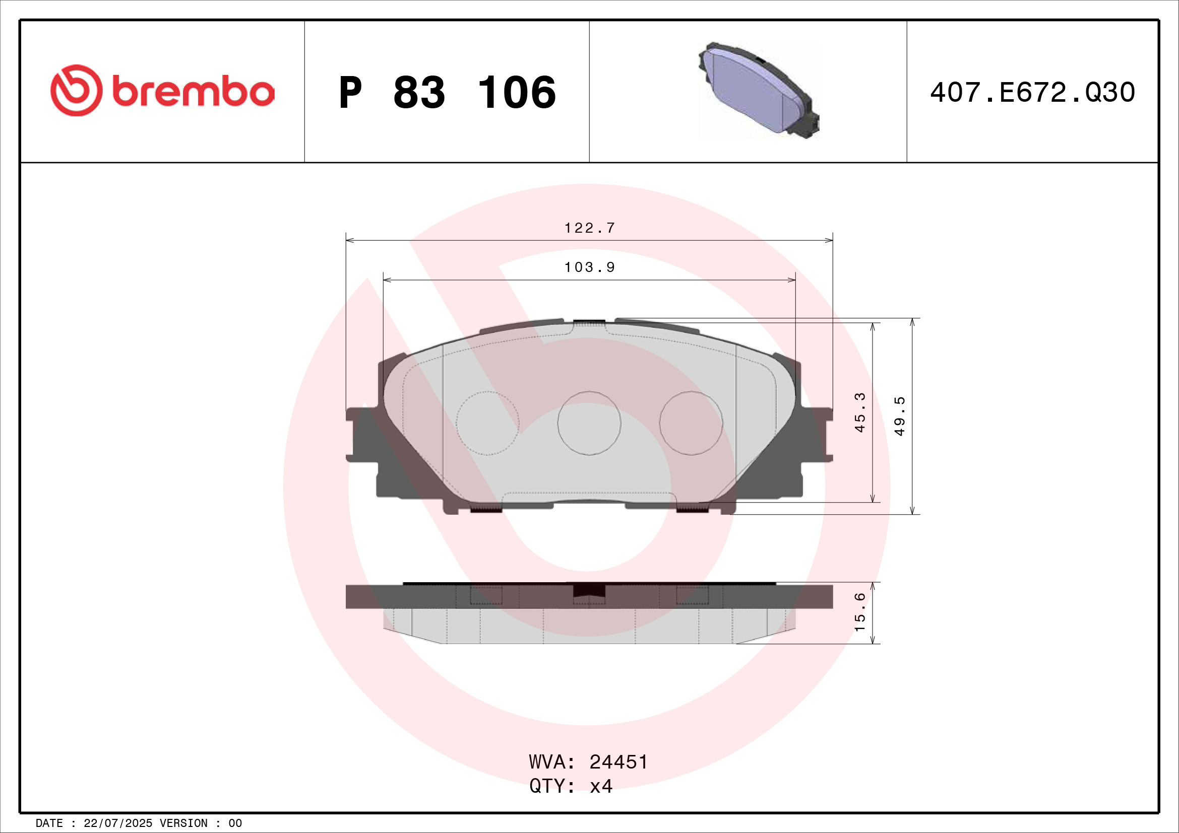 BREMBO BREP 83 106 Fékbetét