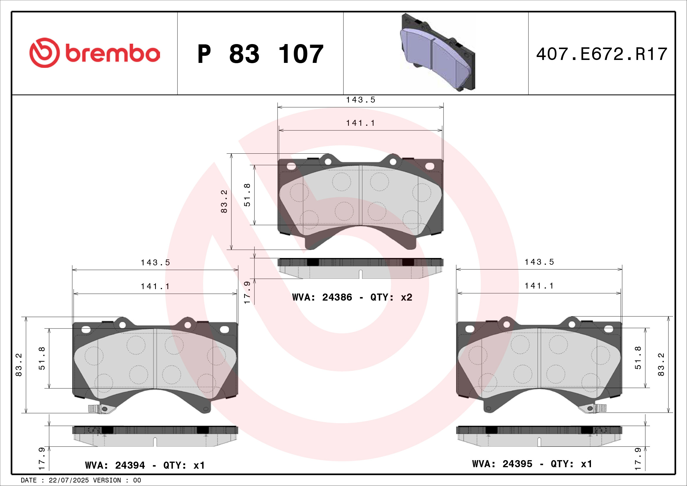 BREMBO BREP 83 107 Fékbetét