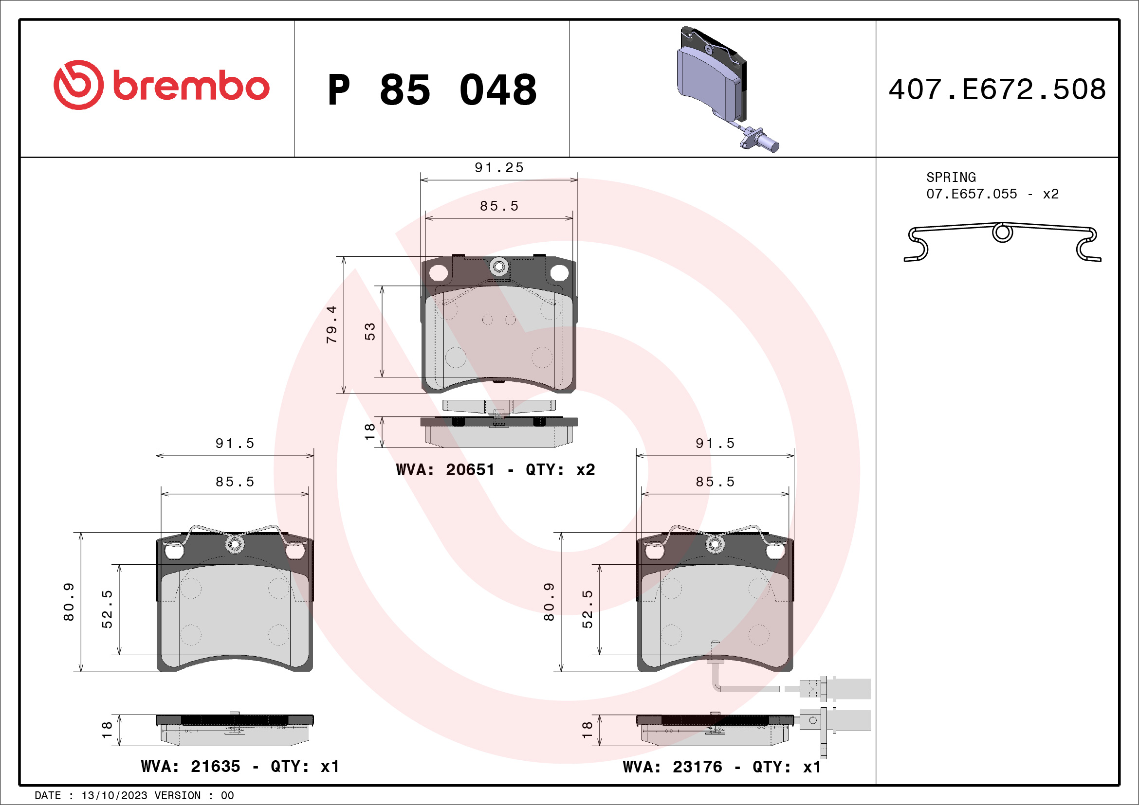 BREMBO BREP85048 fékbetét készlet, tárcsafék