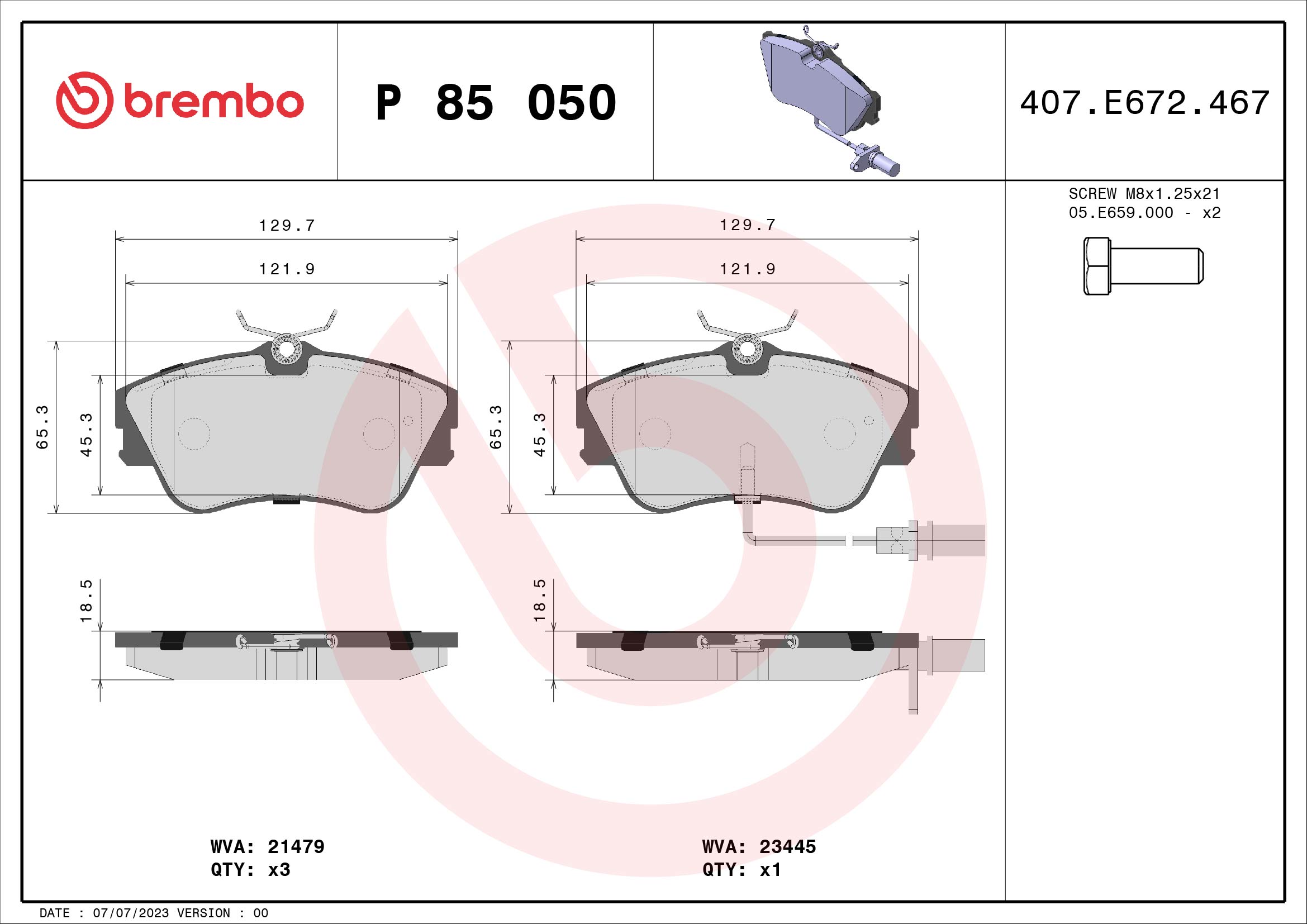 BREMBO BREP85050 fékbetét készlet, tárcsafék