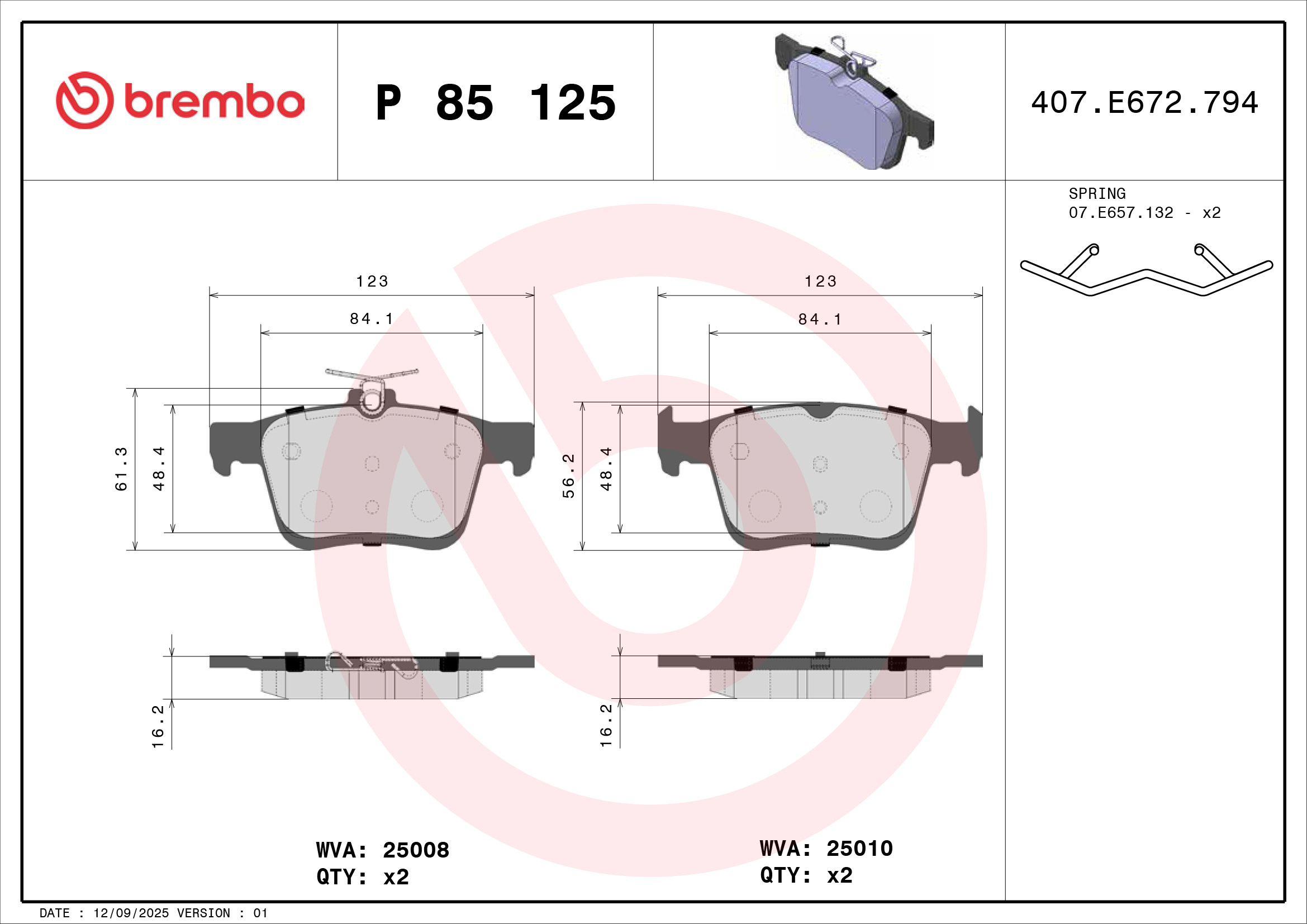 BREMBO BREP 85 125 Fékbetét