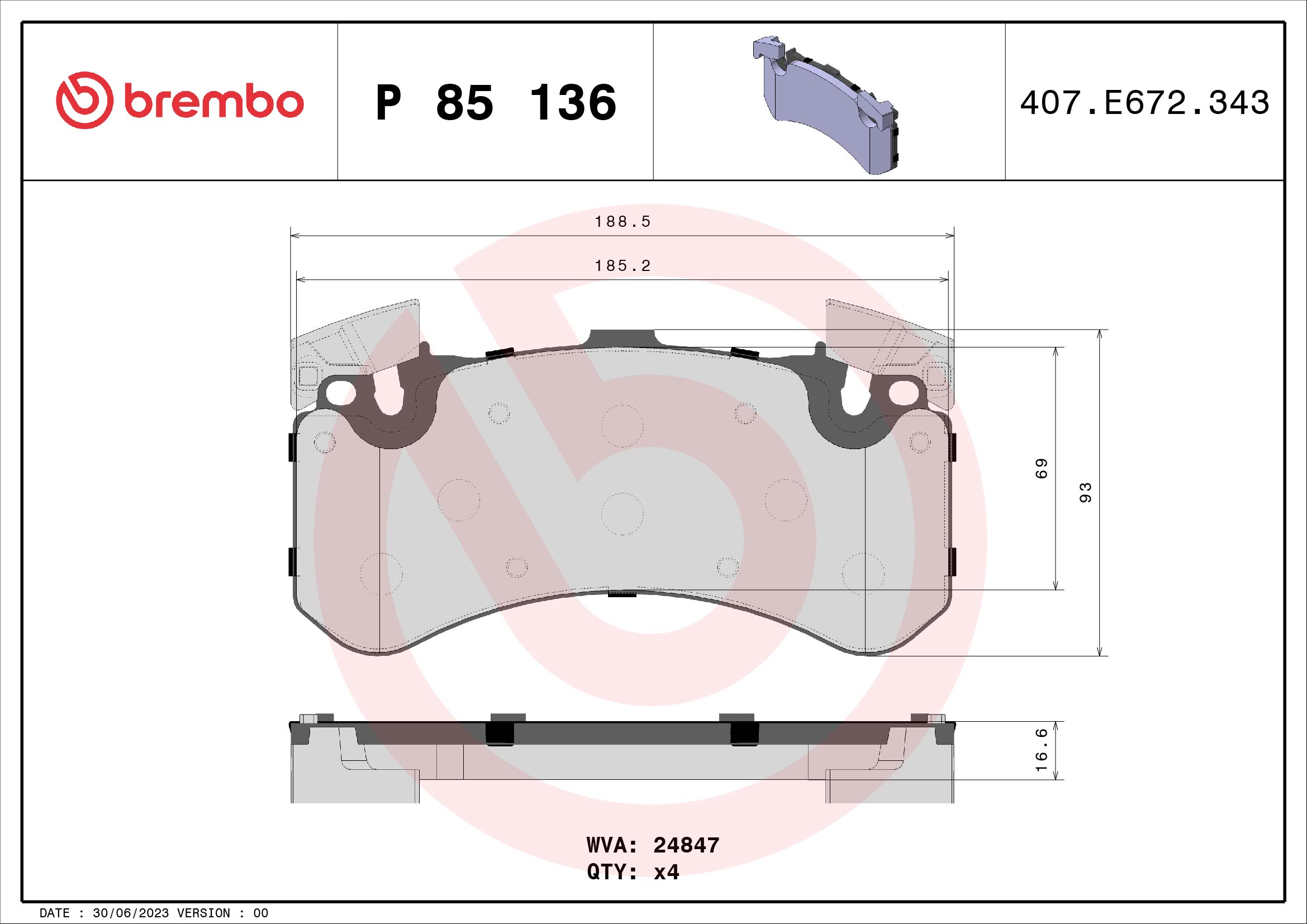 BREMBO P85136 FĂŠkbetĂŠt kĂŠszlet, tĂĄrcsafĂŠk