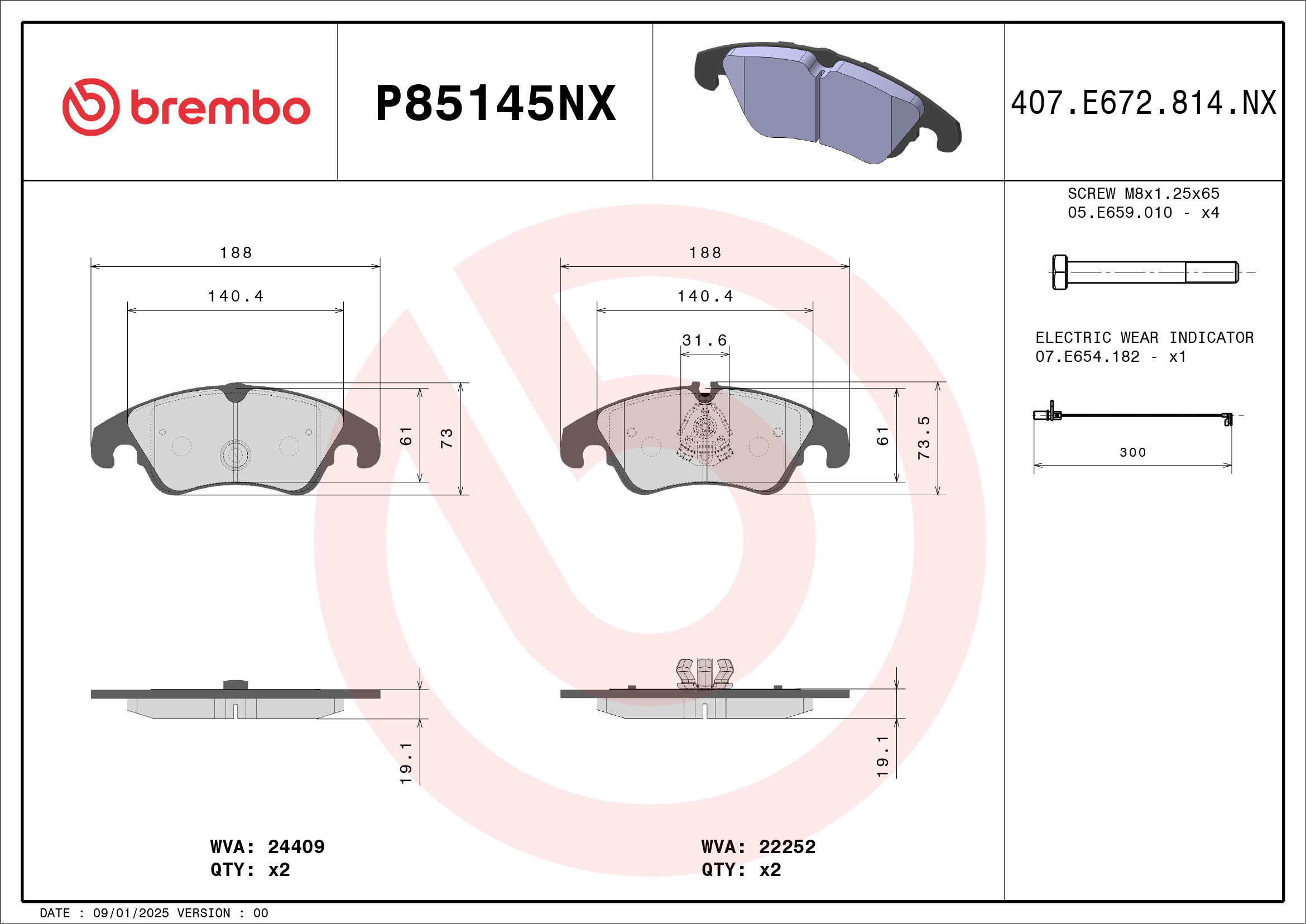 BREMBO BREP85145NX Fékbetét