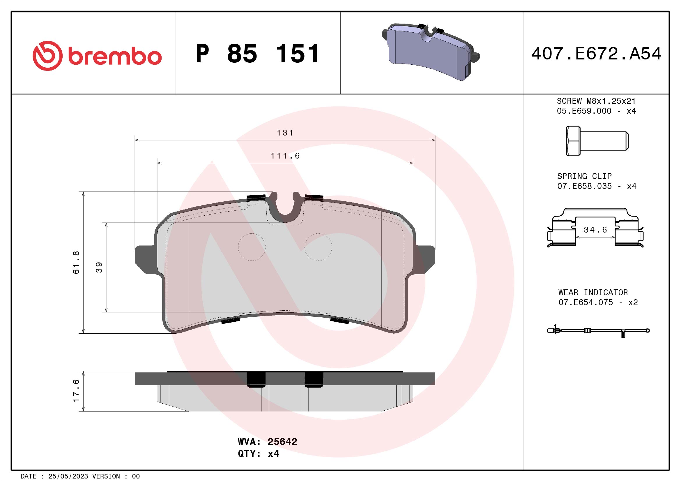 BREMBO BREP85151 fékbetét készlet, tárcsafék