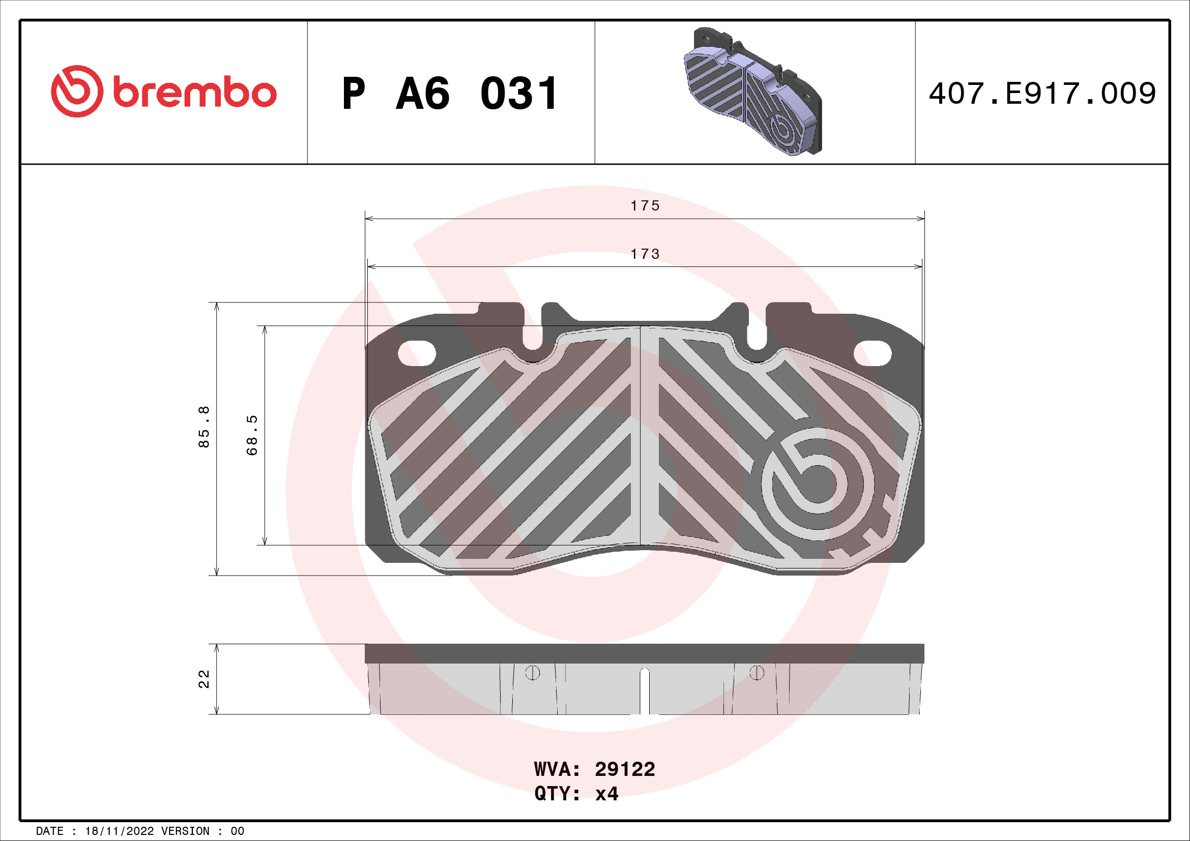 BREMBO PA6031 FĂŠkbetĂŠt kĂŠszlet, tĂĄrcsafĂŠk