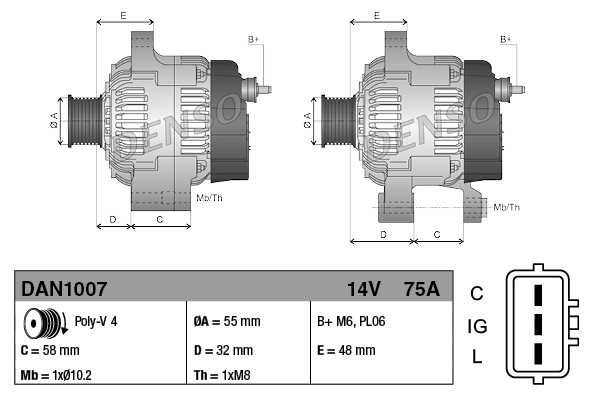 DENSO DENDAN1007 Generátor