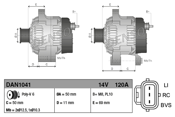 DENSO 1001736521 DAN1041 - generátor