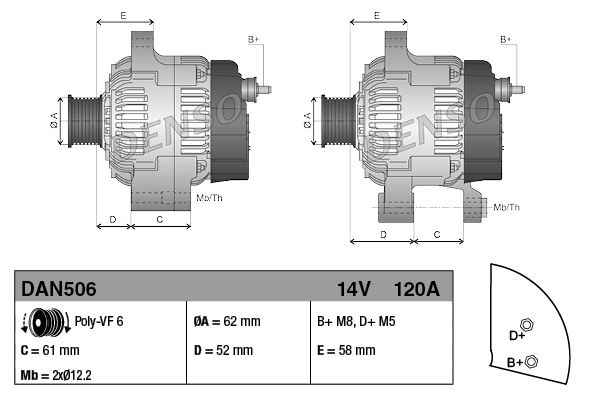 DENSO DAN506 Generátor / Alternátor