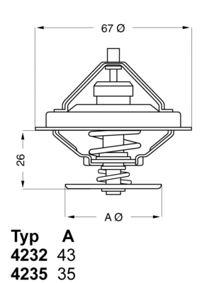 WAHLER  4235.80D - Termosztát, termosztátház hűtőrendszerhez