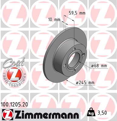 ZIMMERMANN ZIM100.1205.20 féktárcsa