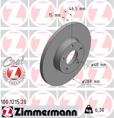 ZIMMERMANN ZIM100.1215.20 féktárcsa