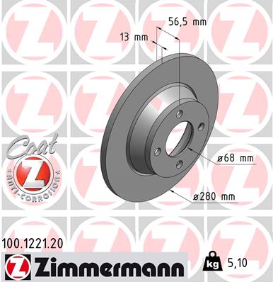 ZIMMERMANN ZIM100.1221.20 féktárcsa