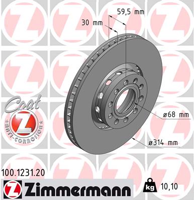 ZIMMERMANN ZIM100.1231.20 féktárcsa