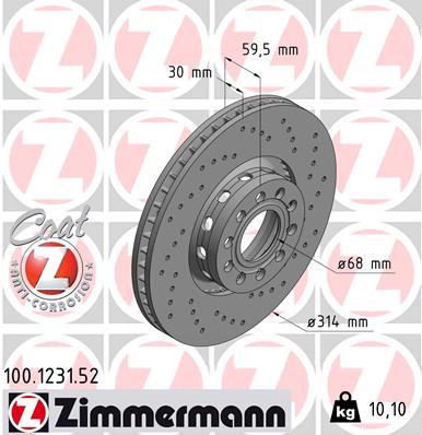 ZIMMERMANN ZIM100.1231.52 féktárcsa