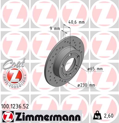 ZIMMERMANN 100.1236.52 Féktárcsa