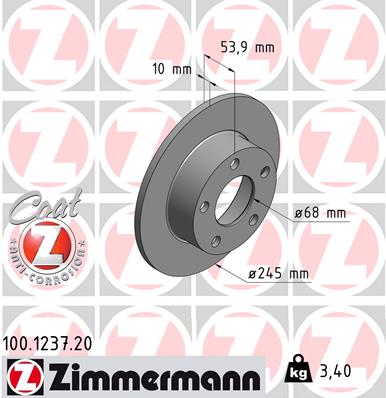 ZIMMERMANN ZIM100.1237.20 féktárcsa