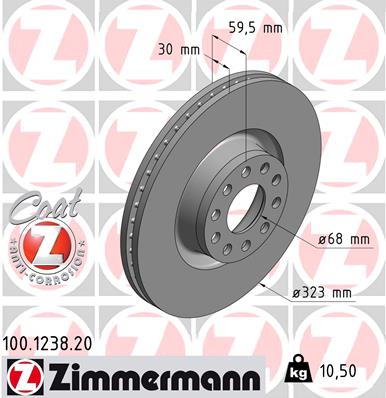 ZIMMERMANN ZIM100.1238.20 féktárcsa