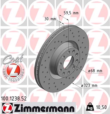 ZIMMERMANN ZIM100.1238.52 féktárcsa