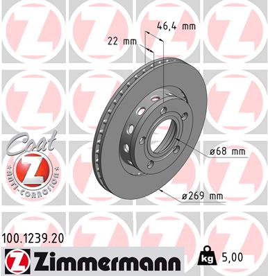 ZIMMERMANN 100.1239.20 Féktárcsa