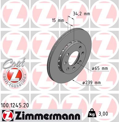 ZIMMERMANN ZIM100.1245.20 féktárcsa