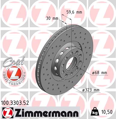 ZIMMERMANN ZIM100.3303.52 féktárcsa