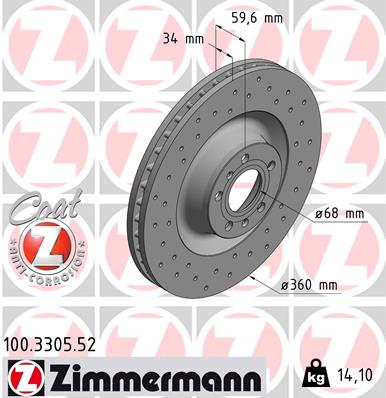 ZIMMERMANN ZIM100.3305.52 féktárcsa