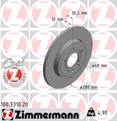 ZIMMERMANN 100.3310.20 Féktárcsa