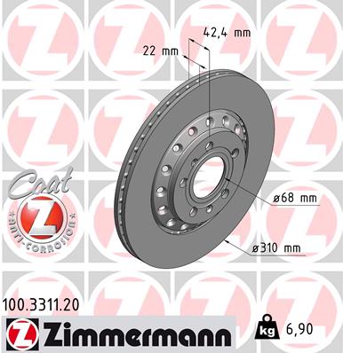 ZIMMERMANN 100.3311.20 Féktárcsa