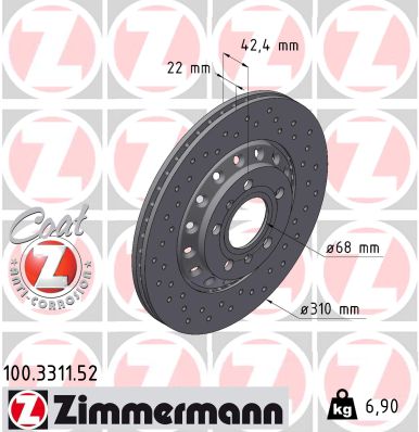 ZIMMERMANN ZIM100.3311.52 féktárcsa