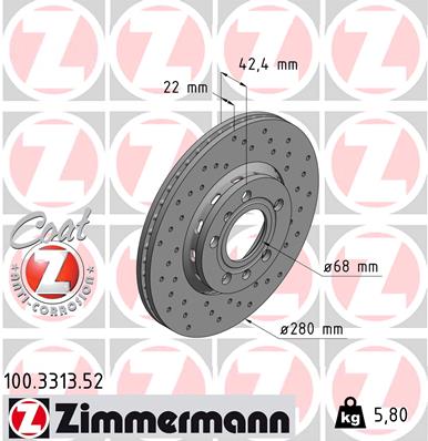 ZIMMERMANN ZIM100.3313.52 féktárcsa