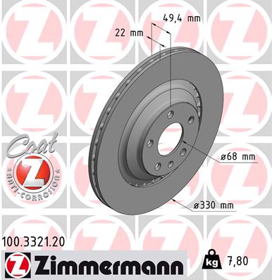 ZIMMERMANN ZIM100.3321.20 féktárcsa