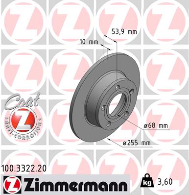 ZIMMERMANN ZIM100.3322.20 féktárcsa