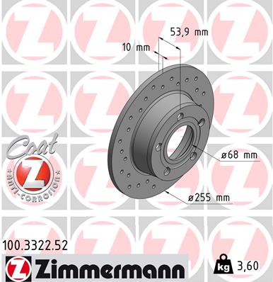 ZIMMERMANN ZIM100.3322.52 féktárcsa