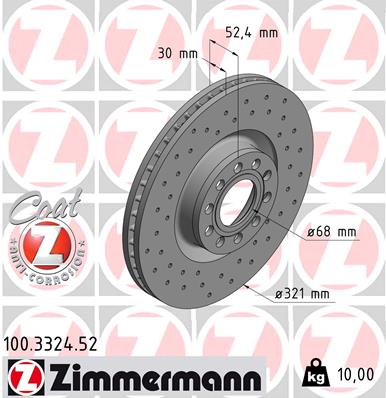 ZIMMERMANN ZIM100.3324.52 féktárcsa