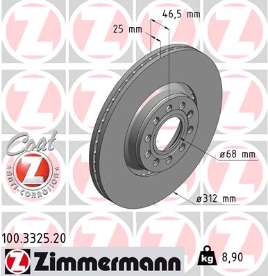 ZIMMERMANN 100.3325.20 Féktárcsa