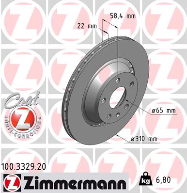 ZIMMERMANN 100.3329.20 Féktárcsa