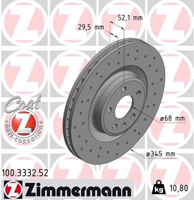 ZIMMERMANN ZIM100.3332.52 féktárcsa