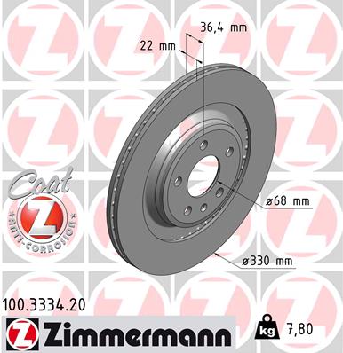 ZIMMERMANN ZIM100.3334.20 féktárcsa