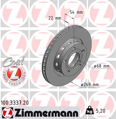 ZIMMERMANN ZIM100.3337.20 féktárcsa