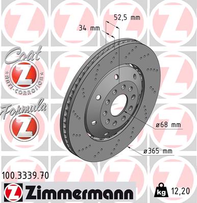 ZIMMERMANN ZIM100.3339.70 féktárcsa