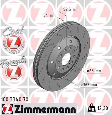 ZIMMERMANN ZIM100.3340.70 féktárcsa