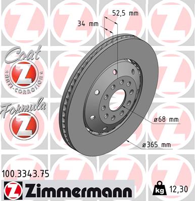 ZIMMERMANN ZIM100.3343.75 féktárcsa