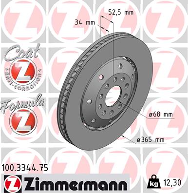 ZIMMERMANN ZIM100.3344.75 féktárcsa